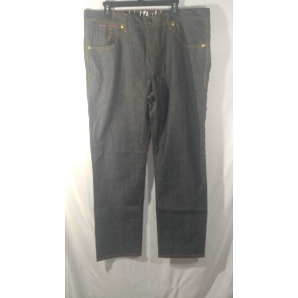 NWOT Parish Nation Mens Size 40w X 33L Dark Wash Embroidered Black Jeans